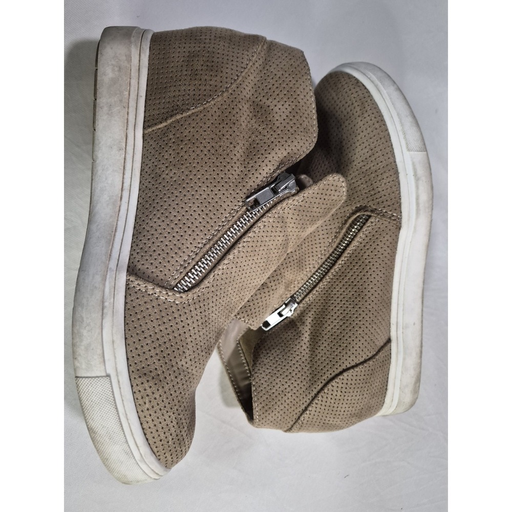 Cushionaire Sneakers Women"s Hart Brown Size 8m Hidden Wedge Shoes Dual Zippers